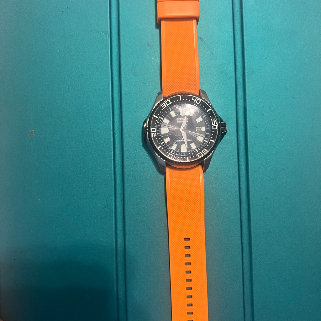 Citizen Divers Watch Orange Strap Watch With Black Dial